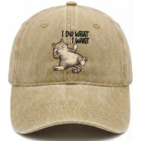 Cat Lover Washed Cotton Baseball Cap Funny I Do What I Want
