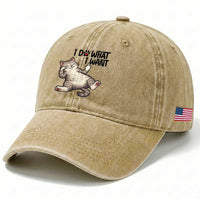 Cat Lover Washed Cotton Baseball Cap Funny I Do What I Want