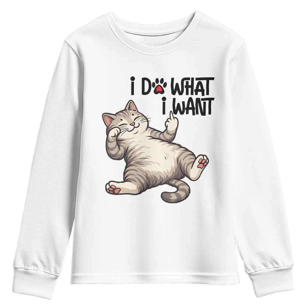 Cat Lover Youth Sweatshirt Funny I Do What I Want - Wonder Print Shop