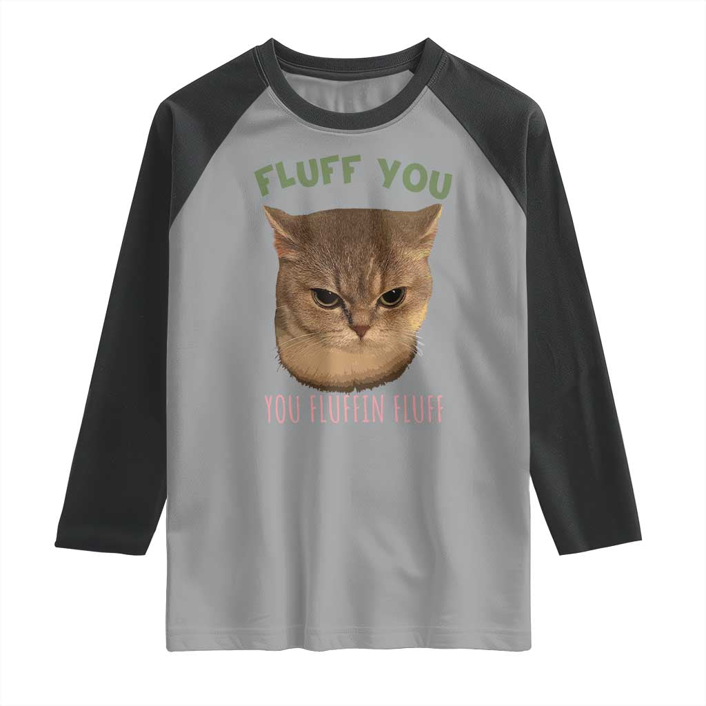 Cat Meme Raglan Shirt Funny Fluff You You Fluffin Fluff Cat Lover - Wonder Print Shop