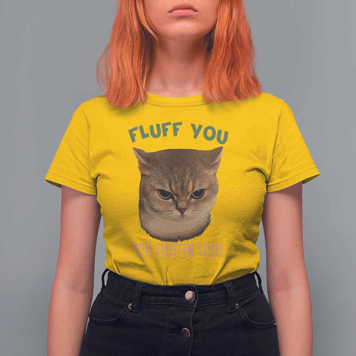 Cat Meme T Shirt For Women Funny Fluff You You Fluffin Fluff Cat Lover - Wonder Print Shop