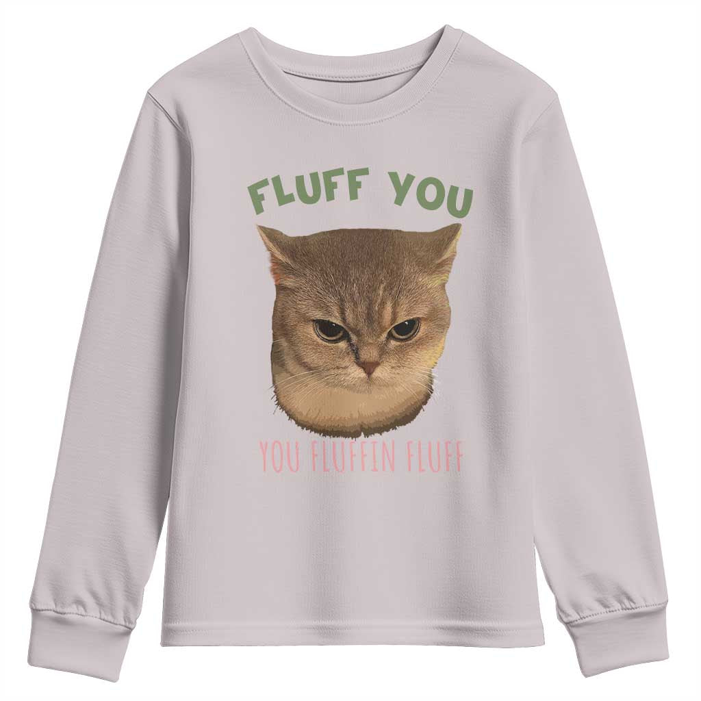 Cat Meme Youth Sweatshirt Funny Fluff You You Fluffin Fluff Cat Lover - Wonder Print Shop
