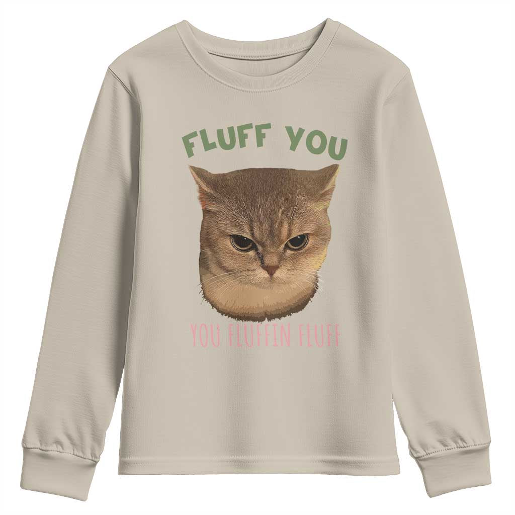 Cat Meme Youth Sweatshirt Funny Fluff You You Fluffin Fluff Cat Lover - Wonder Print Shop