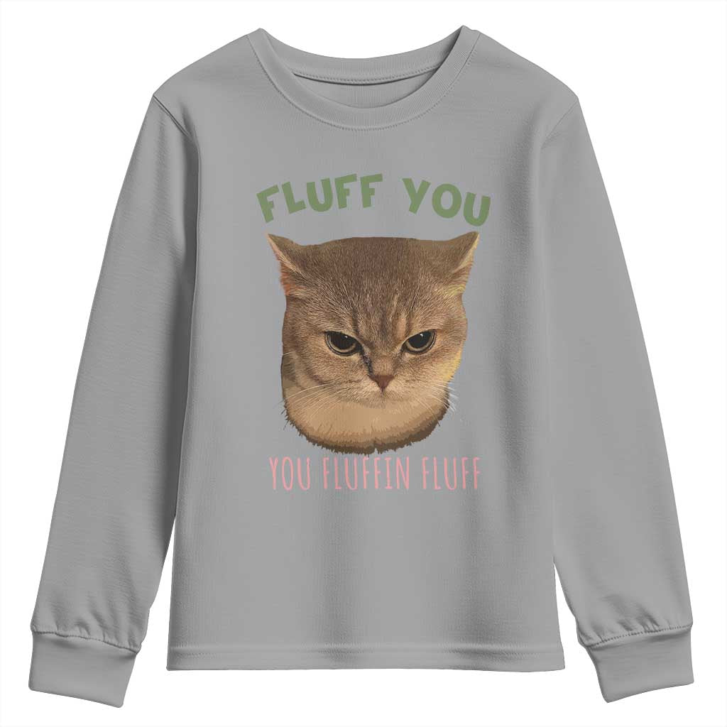 Cat Meme Youth Sweatshirt Funny Fluff You You Fluffin Fluff Cat Lover - Wonder Print Shop