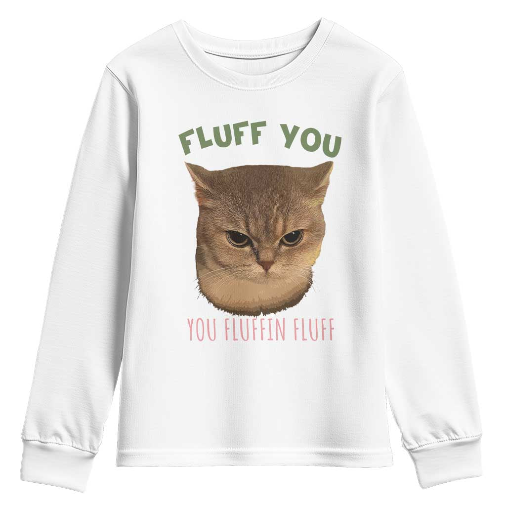 Cat Meme Youth Sweatshirt Funny Fluff You You Fluffin Fluff Cat Lover - Wonder Print Shop