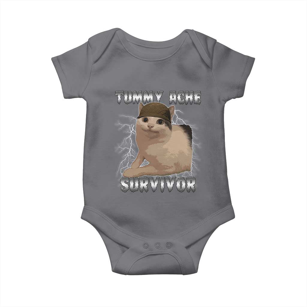 Tummy Ache Survivor Baby Onesie Cat Meme Humor Gift - Wonder Print Shop
