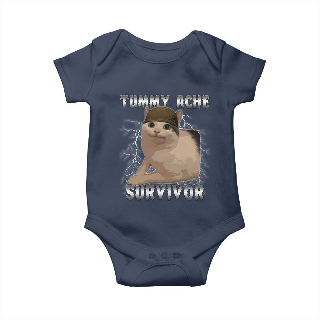 Tummy Ache Survivor Baby Onesie Cat Meme Humor Gift - Wonder Print Shop