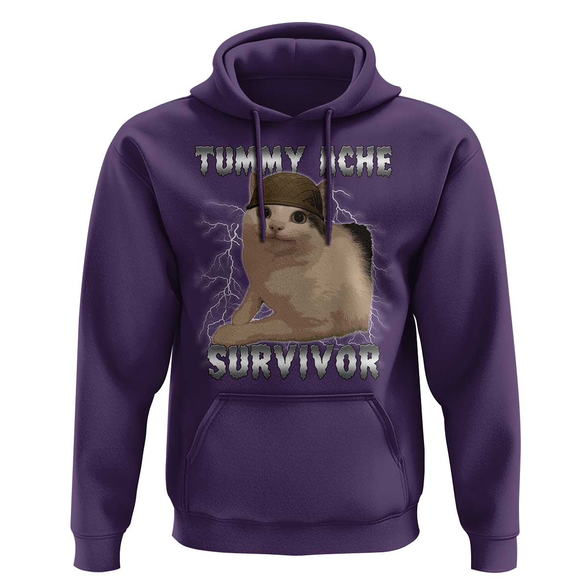 Tummy Ache Survivor Hoodie Cat Meme Humor Gift - Wonder Print Shop
