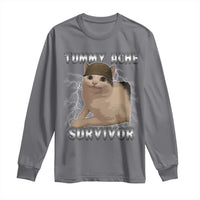 Tummy Ache Survivor Long Sleeve Shirt Cat Meme Humor Gift - Wonder Print Shop