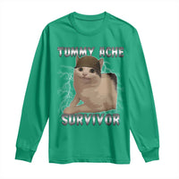 Tummy Ache Survivor Long Sleeve Shirt Cat Meme Humor Gift - Wonder Print Shop
