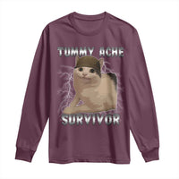 Tummy Ache Survivor Long Sleeve Shirt Cat Meme Humor Gift - Wonder Print Shop