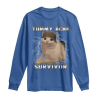 Tummy Ache Survivor Long Sleeve Shirt Cat Meme Humor Gift - Wonder Print Shop