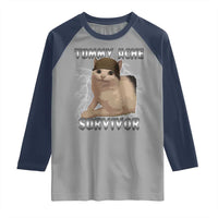 Tummy Ache Survivor Raglan Shirt Cat Meme Humor Gift - Wonder Print Shop