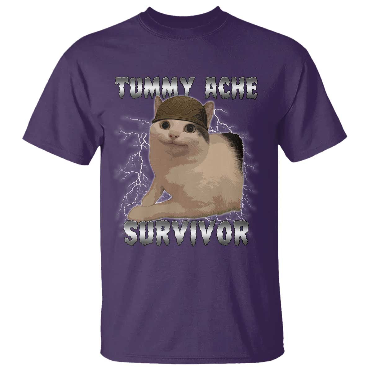 Tummy Ache Survivor T Shirt Cat Meme Humor Gift - Wonder Print Shop