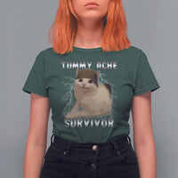 Tummy Ache Survivor T Shirt For Women Cat Meme Humor Gift - Wonder Print Shop
