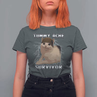 Tummy Ache Survivor T Shirt For Women Cat Meme Humor Gift - Wonder Print Shop