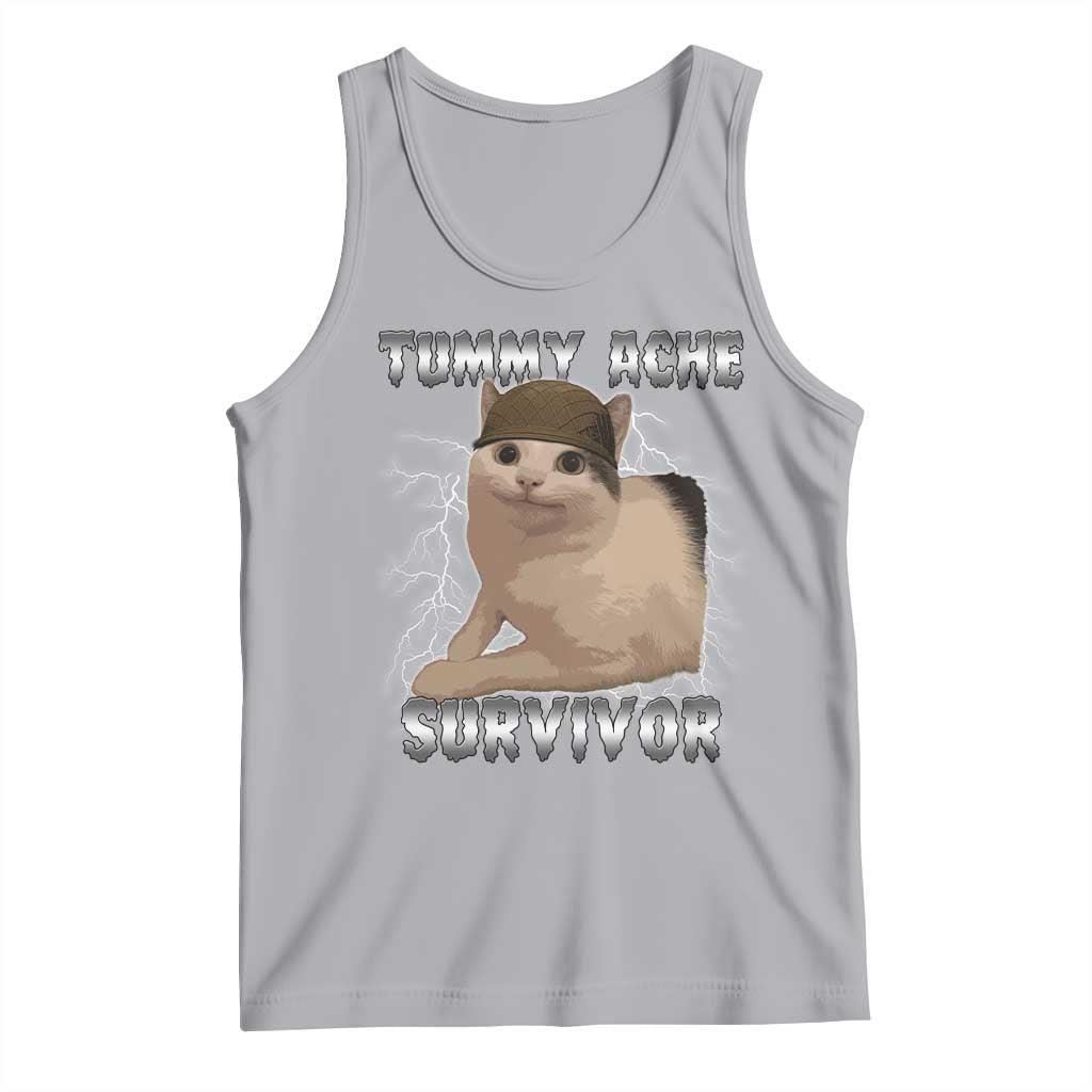 Tummy Ache Survivor Tank Top Cat Meme Humor Gift - Wonder Print Shop