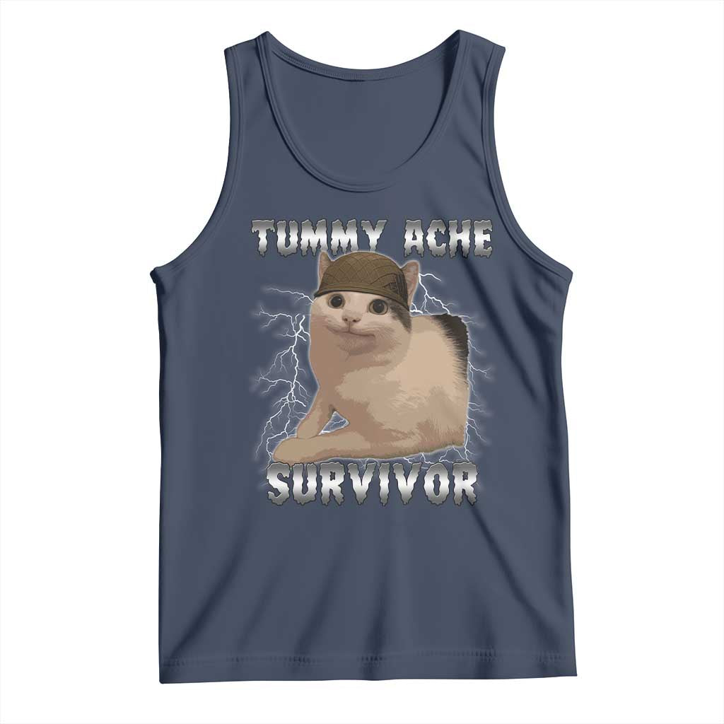 Tummy Ache Survivor Tank Top Cat Meme Humor Gift - Wonder Print Shop