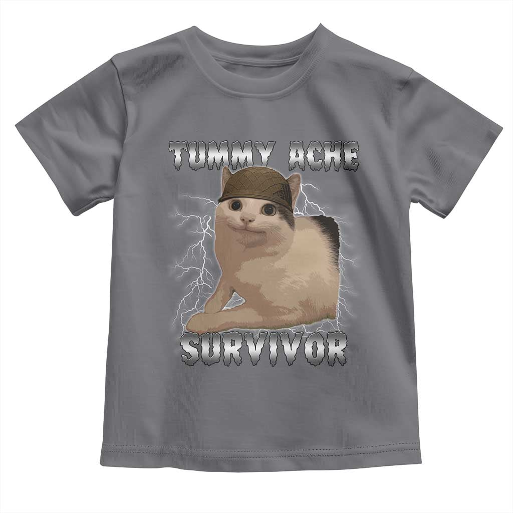 Tummy Ache Survivor Toddler T Shirt Cat Meme Humor Gift - Wonder Print Shop