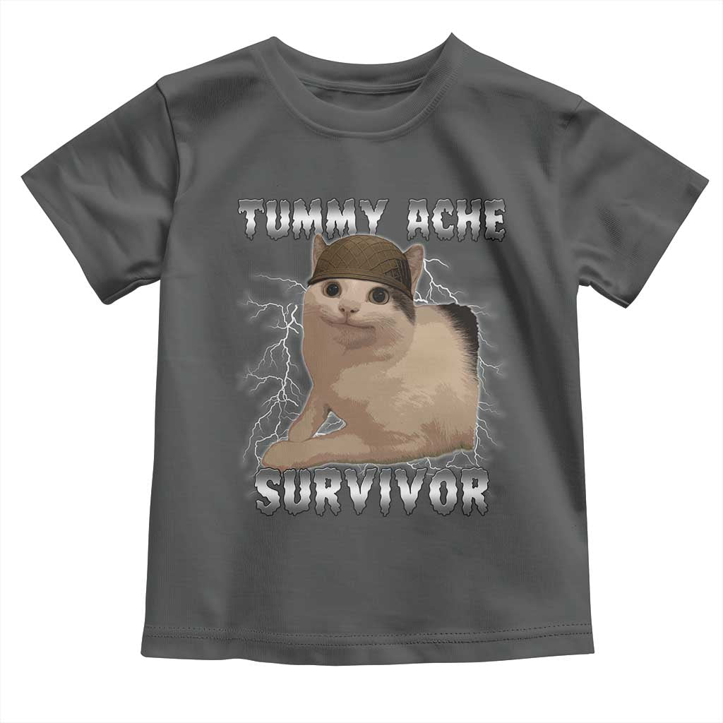 Tummy Ache Survivor Toddler T Shirt Cat Meme Humor Gift - Wonder Print Shop
