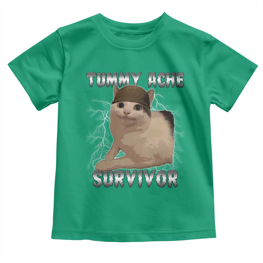 Tummy Ache Survivor Toddler T Shirt Cat Meme Humor Gift - Wonder Print Shop