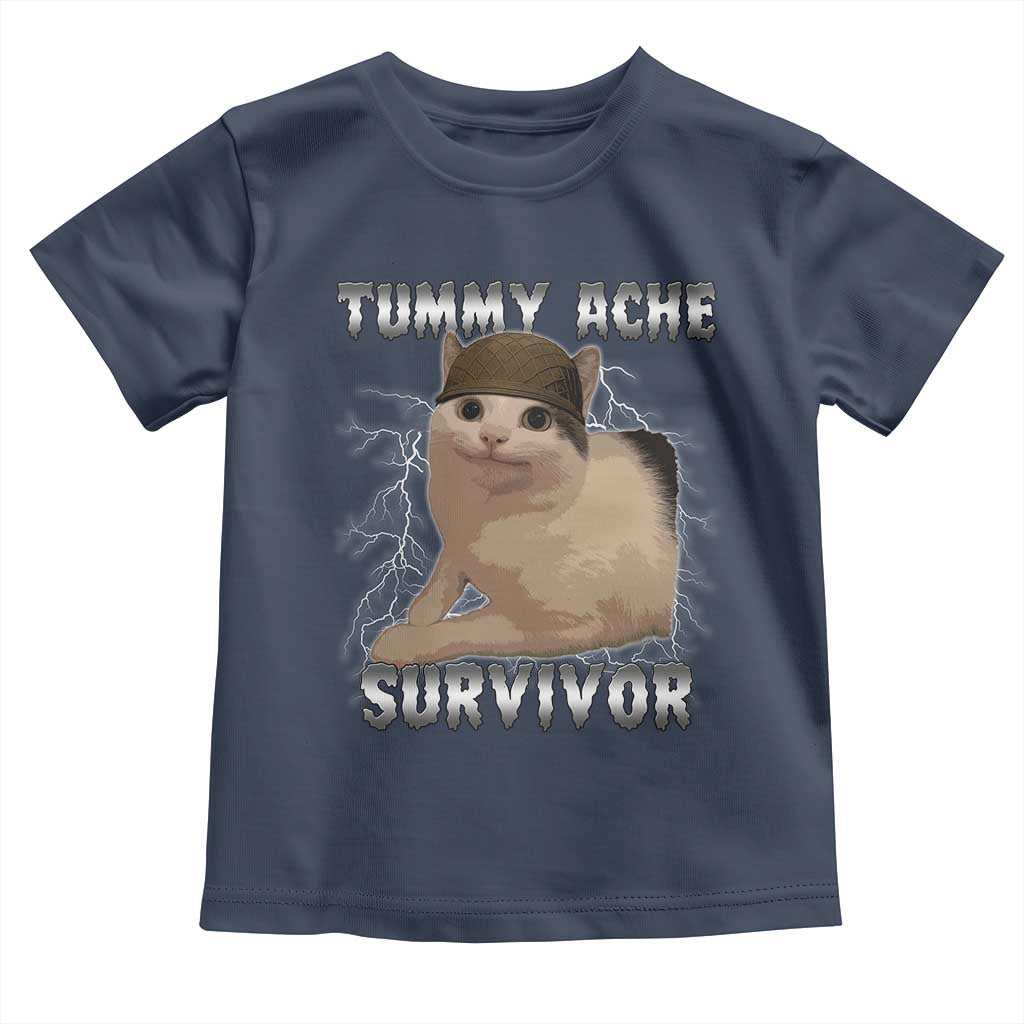 Tummy Ache Survivor Toddler T Shirt Cat Meme Humor Gift - Wonder Print Shop