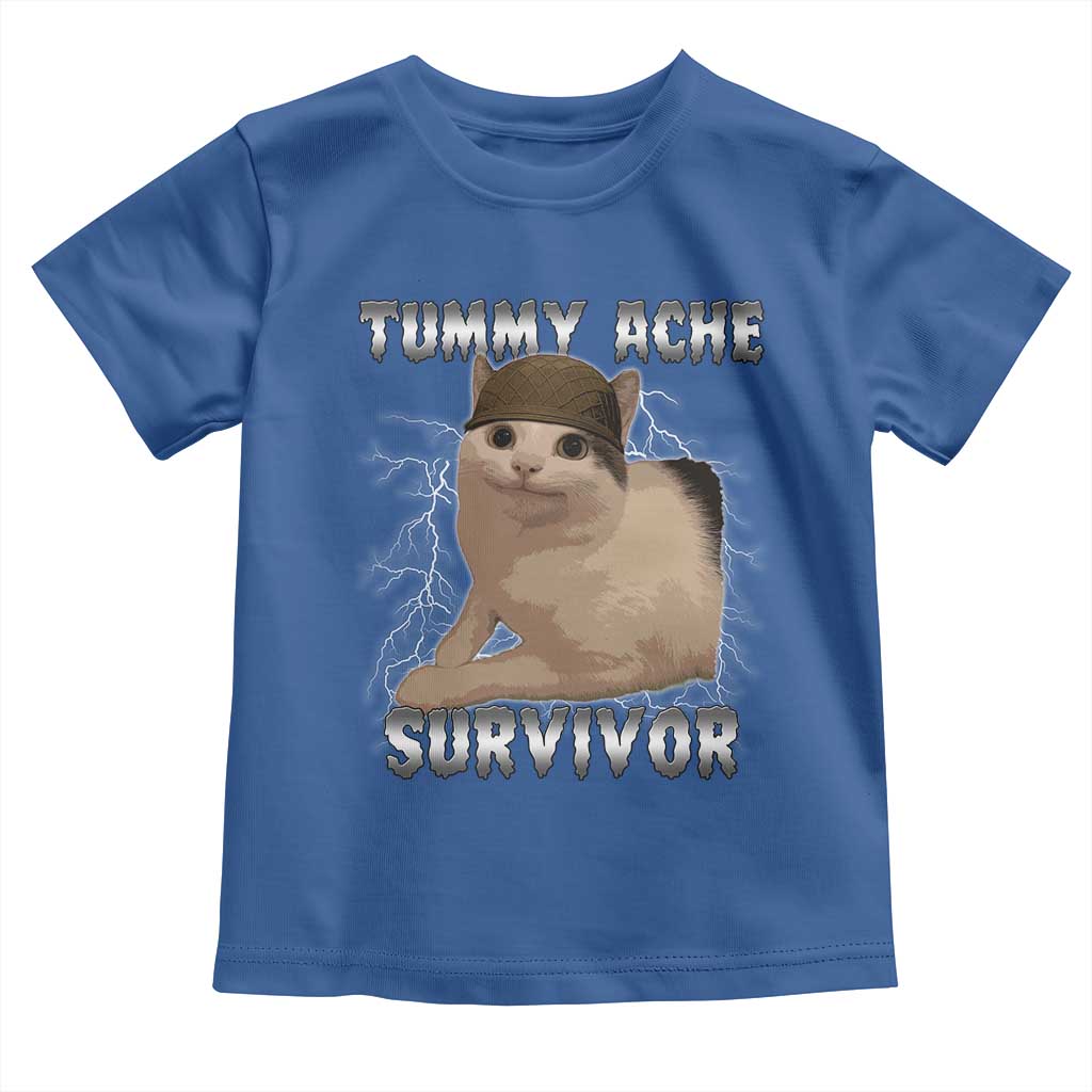 Tummy Ache Survivor Toddler T Shirt Cat Meme Humor Gift - Wonder Print Shop