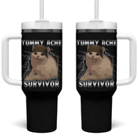 Tummy Ache Survivor Tumbler With Handle Cat Meme Humor Gift