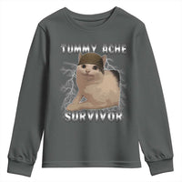 Tummy Ache Survivor Youth Sweatshirt Cat Meme Humor Gift - Wonder Print Shop