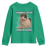 Tummy Ache Survivor Youth Sweatshirt Cat Meme Humor Gift - Wonder Print Shop