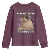 Tummy Ache Survivor Youth Sweatshirt Cat Meme Humor Gift - Wonder Print Shop