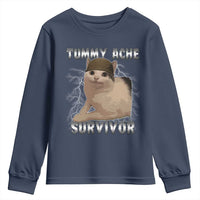Tummy Ache Survivor Youth Sweatshirt Cat Meme Humor Gift - Wonder Print Shop