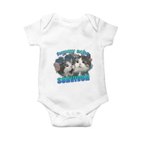 Tummy Ache Survivor Baby Onesie Funny Cat Meme For Cat Lover - Wonder Print Shop