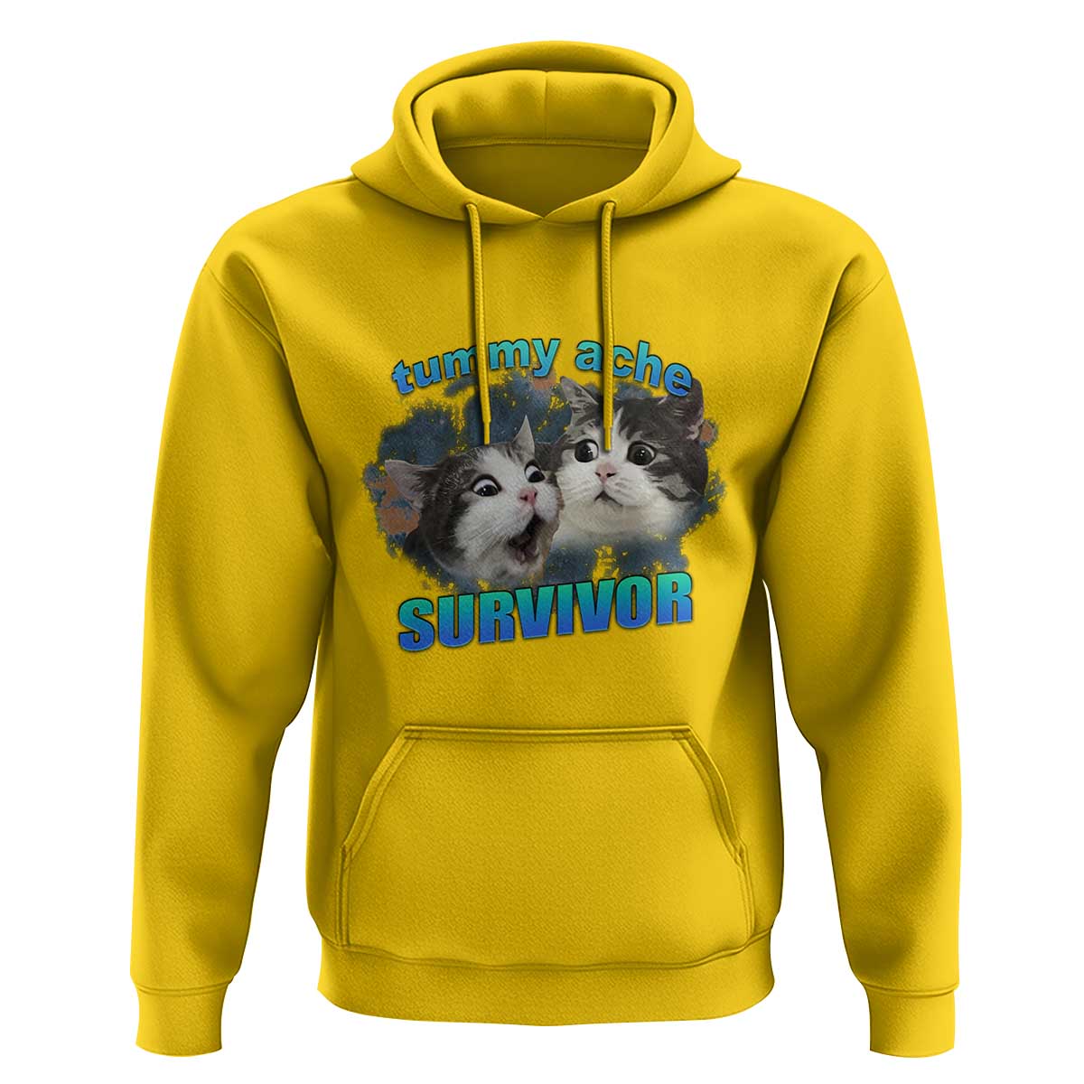 Tummy Ache Survivor Hoodie Funny Cat Meme For Cat Lover - Wonder Print Shop