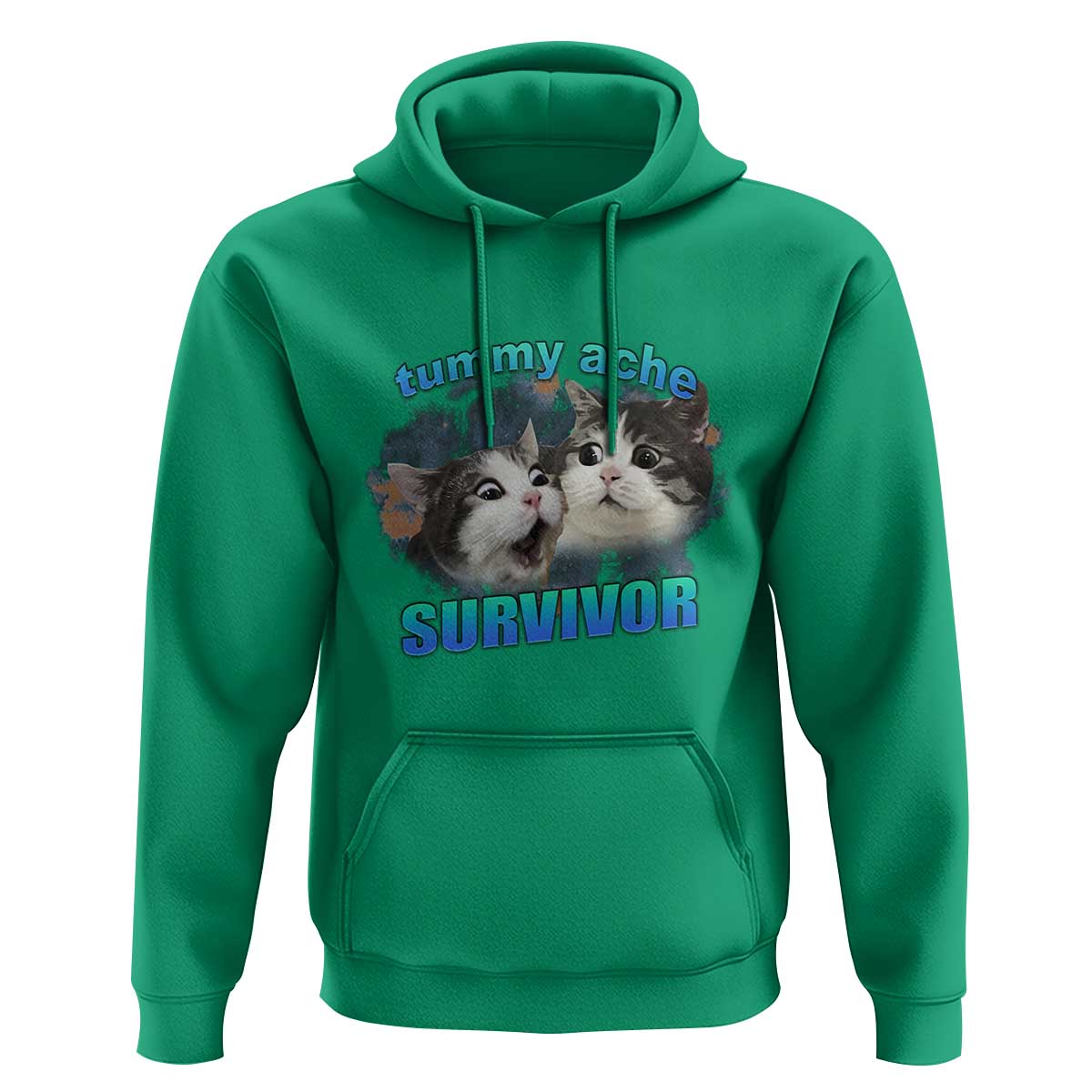 Tummy Ache Survivor Hoodie Funny Cat Meme For Cat Lover - Wonder Print Shop