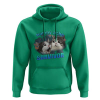 Tummy Ache Survivor Hoodie Funny Cat Meme For Cat Lover - Wonder Print Shop