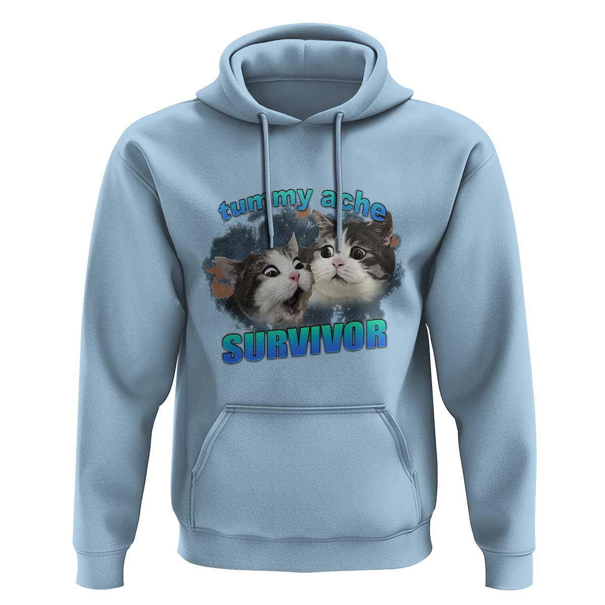 Tummy Ache Survivor Hoodie Funny Cat Meme For Cat Lover - Wonder Print Shop