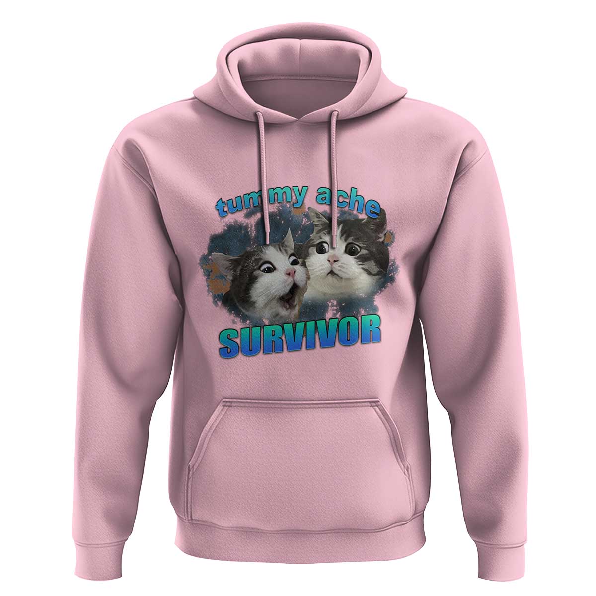 Tummy Ache Survivor Hoodie Funny Cat Meme For Cat Lover - Wonder Print Shop