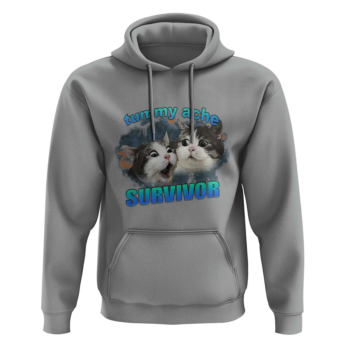 Tummy Ache Survivor Hoodie Funny Cat Meme For Cat Lover - Wonder Print Shop