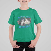 Tummy Ache Survivor T Shirt For Kid Funny Cat Meme For Cat Lover - Wonder Print Shop