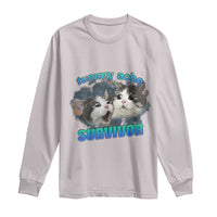 Tummy Ache Survivor Long Sleeve Shirt Funny Cat Meme For Cat Lover - Wonder Print Shop