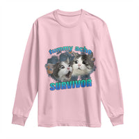 Tummy Ache Survivor Long Sleeve Shirt Funny Cat Meme For Cat Lover - Wonder Print Shop