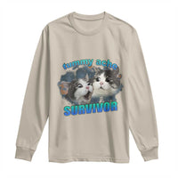 Tummy Ache Survivor Long Sleeve Shirt Funny Cat Meme For Cat Lover - Wonder Print Shop