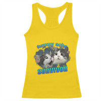 Tummy Ache Survivor Racerback Tank Top Funny Cat Meme For Cat Lover - Wonder Print Shop
