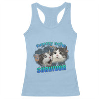 Tummy Ache Survivor Racerback Tank Top Funny Cat Meme For Cat Lover - Wonder Print Shop