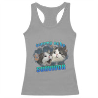 Tummy Ache Survivor Racerback Tank Top Funny Cat Meme For Cat Lover - Wonder Print Shop