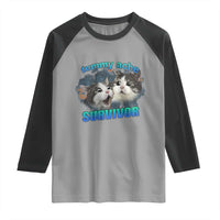 Tummy Ache Survivor Raglan Shirt Funny Cat Meme For Cat Lover - Wonder Print Shop
