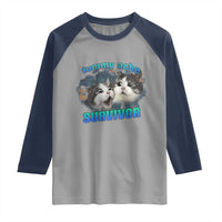 Tummy Ache Survivor Raglan Shirt Funny Cat Meme For Cat Lover - Wonder Print Shop
