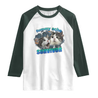 Tummy Ache Survivor Raglan Shirt Funny Cat Meme For Cat Lover - Wonder Print Shop