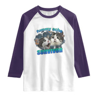 Tummy Ache Survivor Raglan Shirt Funny Cat Meme For Cat Lover - Wonder Print Shop